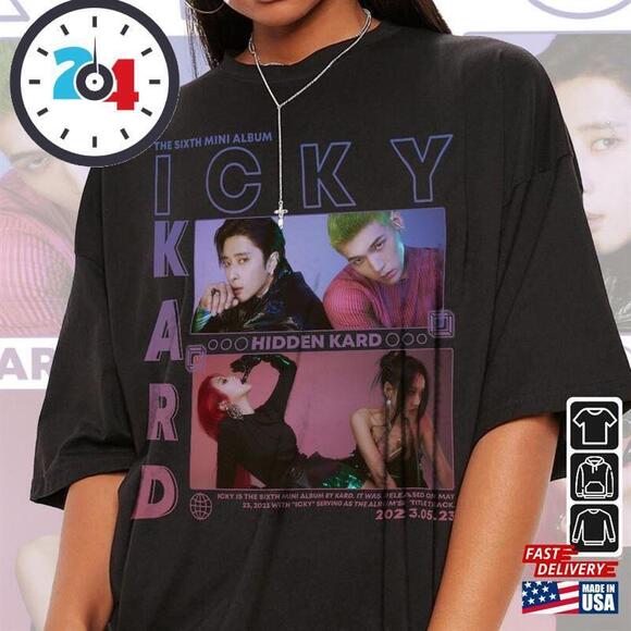 Tops - Kard Kpop Shirt Icky Album T-shirt Retro Tee Music Unisex Fan